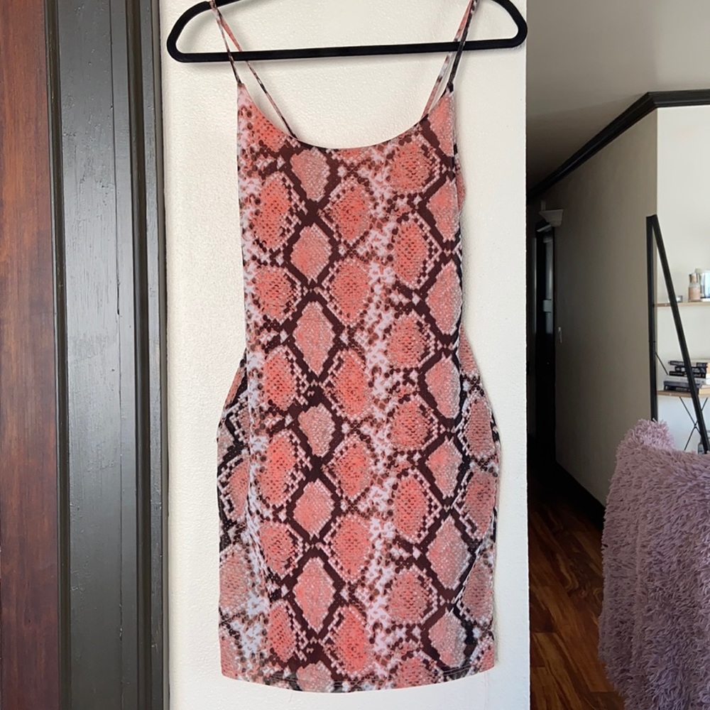 Snake print bodycon mini dress
